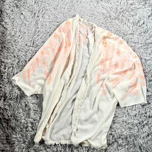 Neon Aztec Ruffle Sheer Boho Festival Layering Indie Lagenlook Duster Cardigan‎
